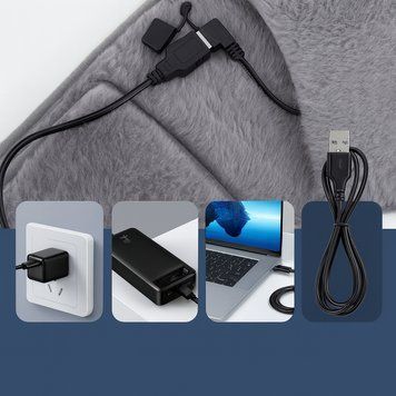 Електропояс із підігріванням USB 105&times;20 см, графенове нагрівання, 3 режими, портативний, сірий US10520 фото