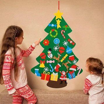 Дитяча ялинка з іграшками з фетру на стіну 95 х 70см Chrismas Free G8179 фото