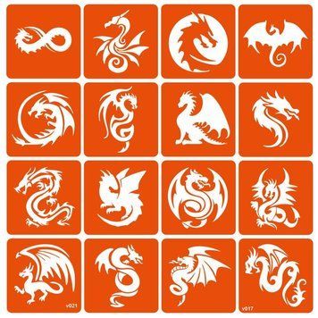 Набір трафаретів для біо-тату "Dragons" dragons-16 dragons-16 фото