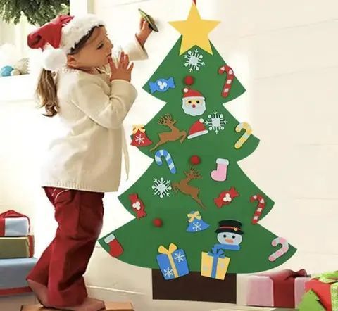 Дитяча ялинка з іграшками з фетру на стіну 95 х 70см Chrismas Free G8179 фото
