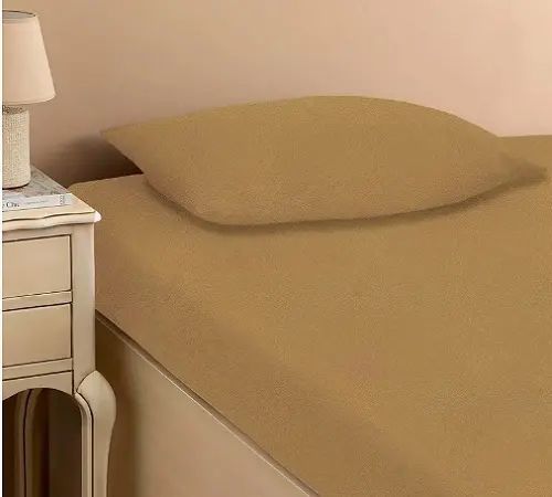 бежеве Простирадло махрове на резинці з наволочками Anisa (220х240+30 см) A160200/9 фото
