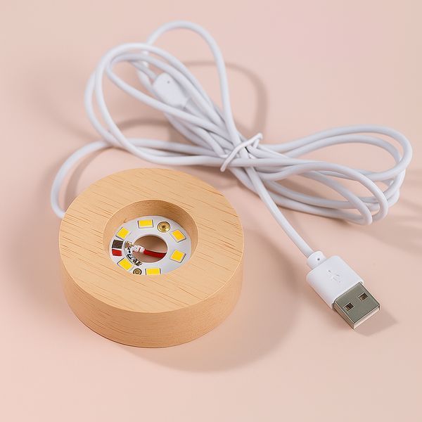 Нічник 3D куля кришталеве Різдво RGB на дерев'яній підставці USB RG154 фото