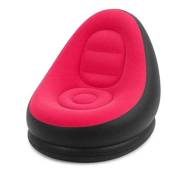 Надувний диван з пуфом Air Sofa / Надувне велюрове крісло з пуфом+насос Рожевий 255874321/3 фото
