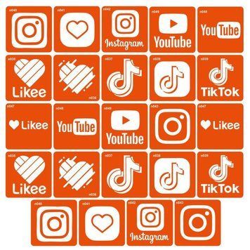 Набір трафаретів для біо-тату "Социальні сервіси" social_24-1, 24 шт 6 х 6 см social_24-1 фото