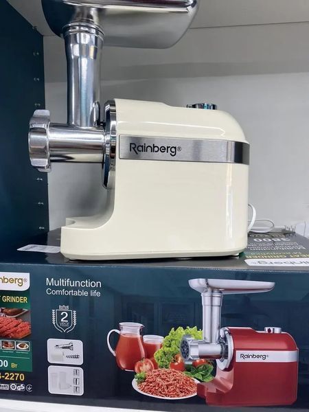 чорна М'ясорубка Rainberg RB-2270 3800Вт з реверсом та насадками для шатківниці та ковбас 2282270/1 фото