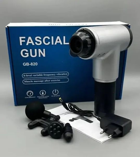 Портативний ручний масажер Fascial Gun KH-320 чорний, М'язовий ручний ударний масажер 21910087 фото