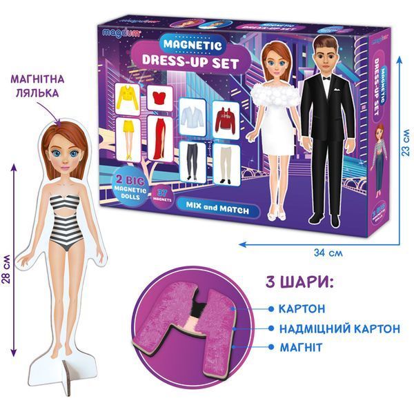 Настільна магнітна гра "Magnetic dolls" ML4032-09 EN 2 магнітні ляльки та 37 магнітів ML4032-09 EN фото