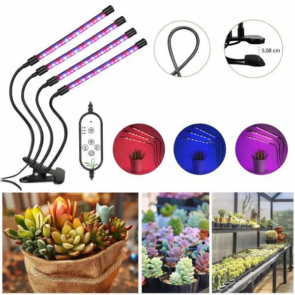 Світлодіодна фітолампа Grow Light для вирощування рослин, розсади Повний спектр 4 голови 2019085 фото