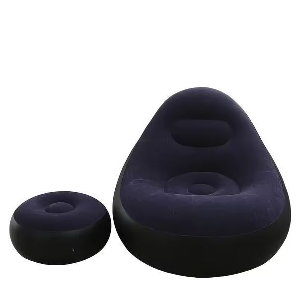 Надувний диван з пуфом Air Sofa / Надувне велюрове крісло з пуфом+насос Фіолетовий 255874321/4 фото