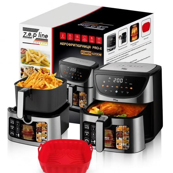 Професійна фритюрниця Zepline ZP-217, 12 л, 4200 Вт, 2 ТЕНи, антипригарні кошики, сенсорне керування ZP217 фото