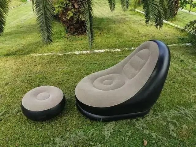 Надувний диван з пуфом Air Sofa / Надувне велюрове крісло з пуфом 255874321 фото