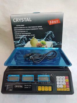 Ваги Crystal 50 kg електронні настільні ваги з калькулятором торговi n45647 фото