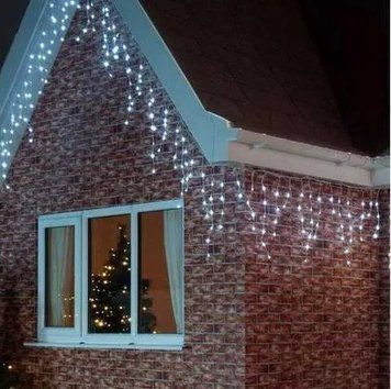 Холодний білий Новорічна святкова гірлянда бахрома 120 Led прозорий провід 3х0.5 м Dyd4141/1 фото