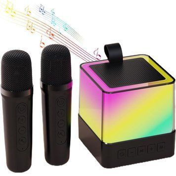 Портативна Bluetooth колонка K18 з LED підсвічуванням 2 мікрофони чорний G6321 фото