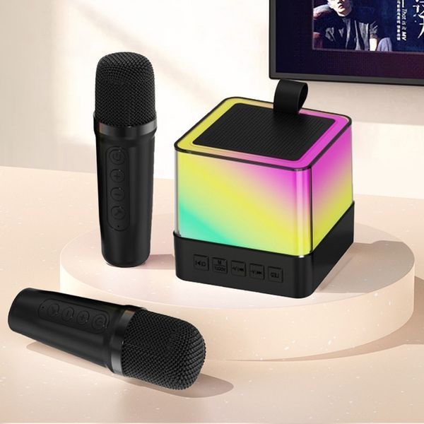 Портативна Bluetooth колонка K18 з LED підсвічуванням 2 мікрофони чорний G6321 фото