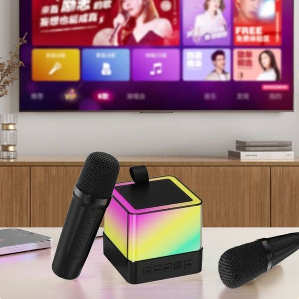 Портативна Bluetooth колонка K18 з LED підсвічуванням 2 мікрофони чорний G6321 фото