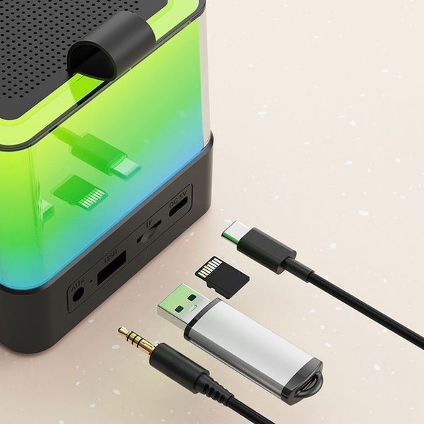 Портативна Bluetooth колонка K18 з LED підсвічуванням 2 мікрофони чорний G6321 фото