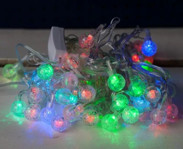 Гірлянда прозора кулька 40LED 5м (флеш) 18мм, Новорічна бахрама, Світлодіодна гірлянда, Вулична гірлянда mu13833 фото
