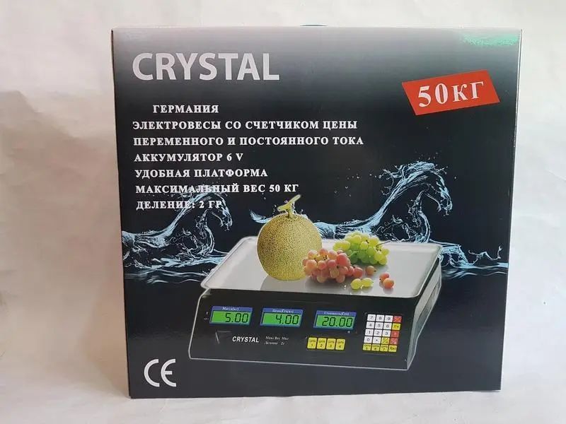 Ваги Crystal 50 kg електронні настільні ваги з калькулятором торговi n45647 фото