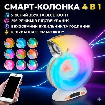 Бездротова мінірозумна смарт-колонка 4 в 1 з блютузом Сonch Music Light, 256 режимів освітлення LIGHT256 фото
