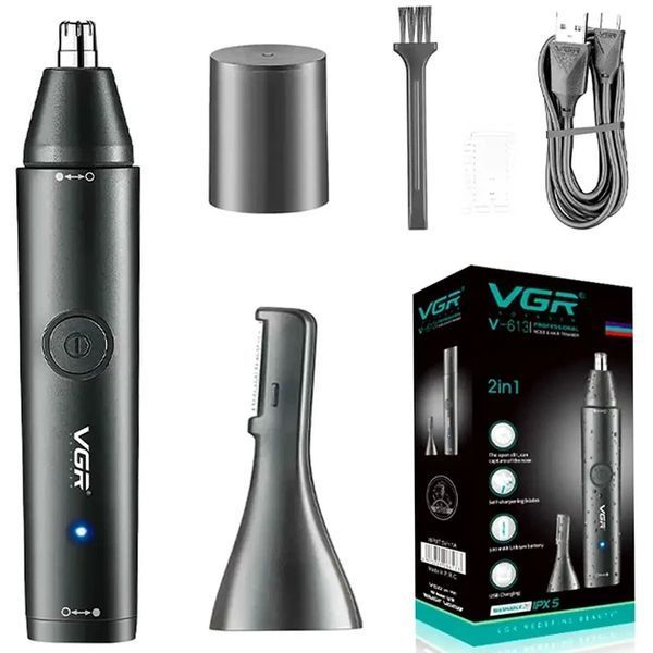 Тример VGR V613 універсальний 2 в 1 для носа вух та окантування з USB зарядкою вологозахистом sp9571 фото