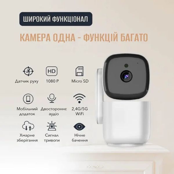 Розумна WiFi IP камера для дому відеоспостереження Noxon Smart Camera 360 охорона для вашого будинку та квартири без сліпих зон із двостороннім зв'язком Jam3019 фото