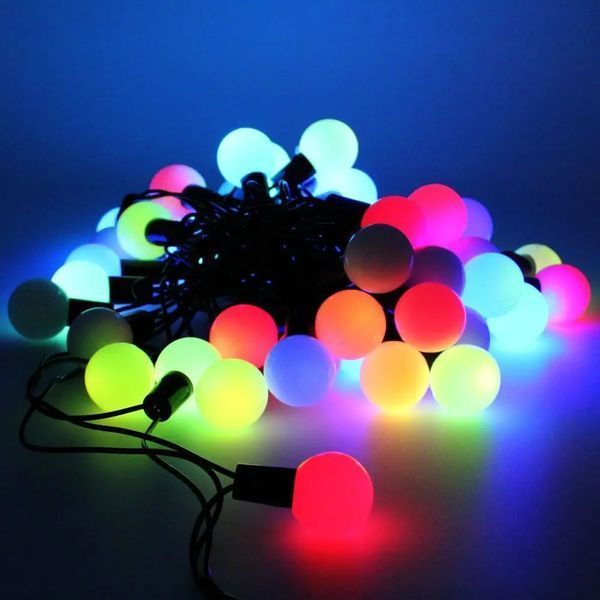 Гірлянда матова кулька 40LED 5м (флеш) 18мм, Новорічна бахрама, Світлодіодна гірлянда, Вулична гірлянда mu13830 фото