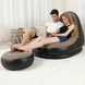 Надувний диван з пуфом Air Sofa / Надувне велюрове крісло з пуфом+насос Бежевий 255874321/1 фото 2