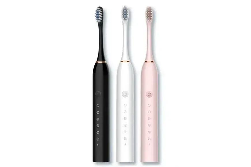 Рожева Електрична зубна щітка Sonic Toothbrush Х-3 ультразвукова акумуляторна 4 змінні насадки в комплекті Jam8575/1 фото