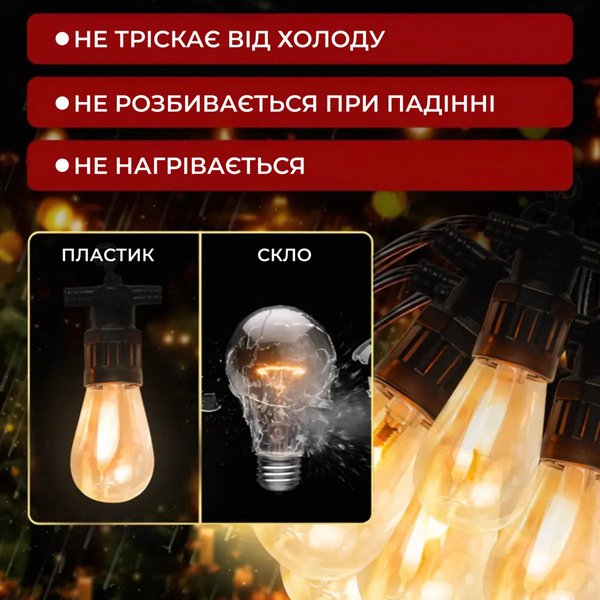 Світлодіодна гірлянда 10 метрів, 25 LED, статичний режим, живлення від мережі 220В Mak718 фото