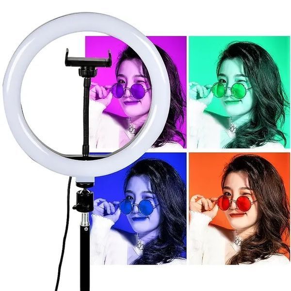 Кільцева LED лампа RGB MJ38 38см 220V 1 крепл.тел USB + пульт Mu741025 фото