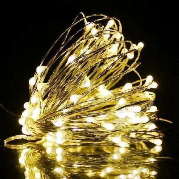 Новорічні гірлянди. Мідна дротяна лампа 100LED 10м, Теплий 9225885220199 фото