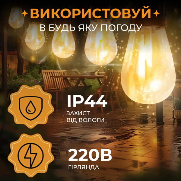 Світлодіодна гірлянда 10 метрів, 25 LED, статичний режим, живлення від мережі 220В Mak718 фото