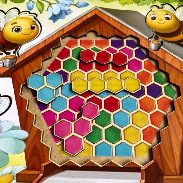 Дерев'яний пазл-вкладиш "Веселі бджілки" Ubumblebees (ПСД165) PSD165 сортер-тетріс PSD165 фото