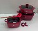 Набір квадратних каструль із силіконовими кришками Higher Kitchen HK-323 Червоний HK323RED фото 3