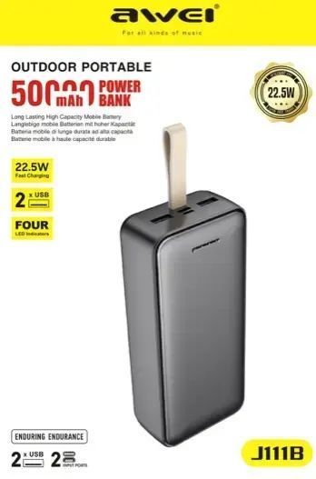 Повербанк великої ємності Power Bank Awei J111B - 50000mAh 2054759 фото