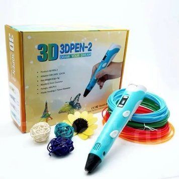3D ручка з LCD дисплеєм та набором еко пластику для 3Д малювання 3D Pen Blue 1124 фото