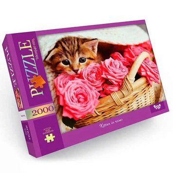 Пазл "Котик у трояндах" Danko Toys C2000-01-05, 2000 ел. C2000-01-05 фото