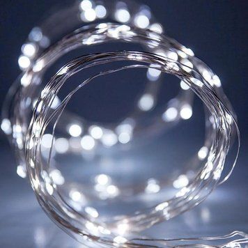 Новорічні гірлянди. Мідна дротяна лампа 100LED 10м (батарейки) Колір білий Силіконовий провід (7108) mu20308 фото