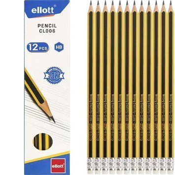 Олівець простий з гумкою Ellott CL006-12 твердість грифеля - HB CL006-12 фото