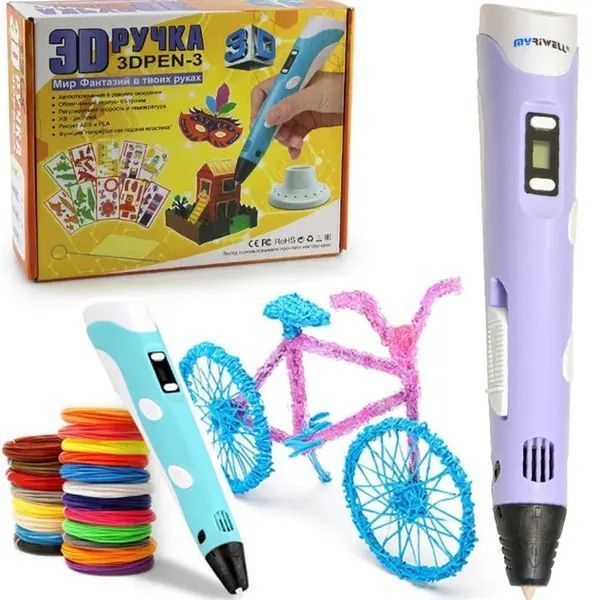 3D ручка з LCD дисплеєм та набором еко пластику для 3Д малювання 3D Pen Blue 1124 фото