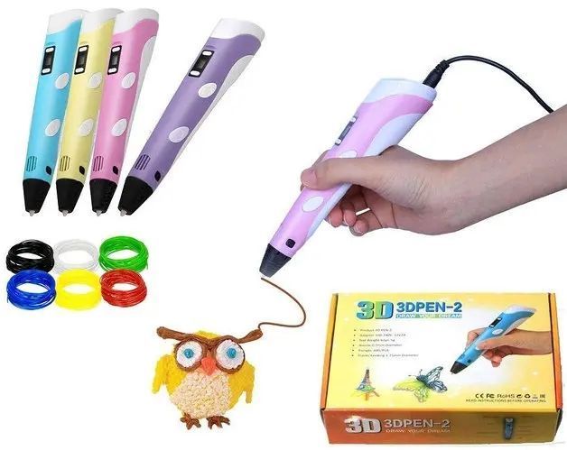 3D ручка з LCD дисплеєм та набором еко пластику для 3Д малювання 3D Pen Blue 1124 фото
