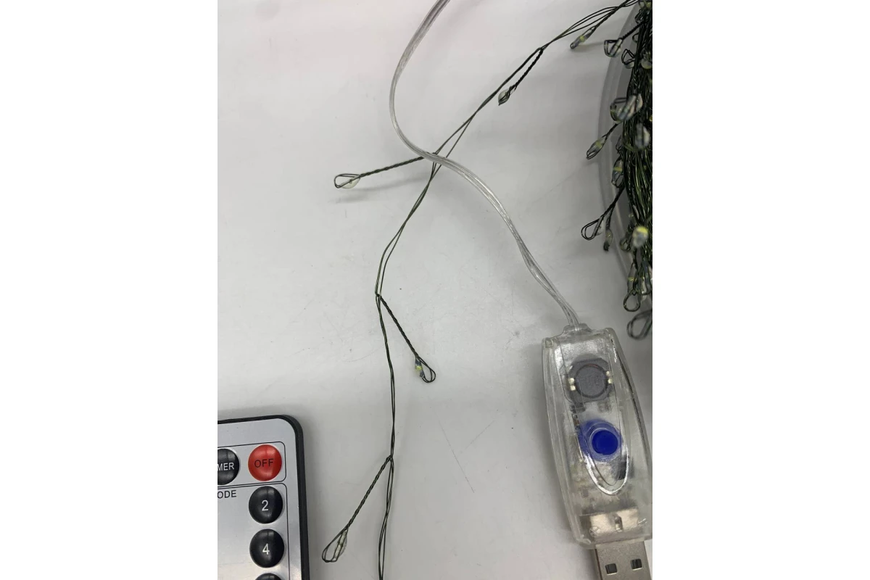 Гірлянда Роса на котушці феєрверк - мішура від USB, 20м, 600LED + пульт Білий G5822 фото