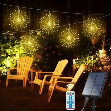 Світлодіодні кульові лампи Solar Starburst, світлодіодні вогні з дистанційним керуванням, 8 режимами Теплий білий 2053553 фото