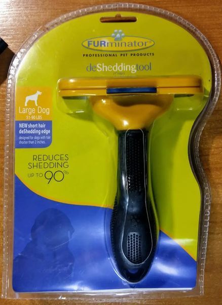 Фурмінатор для довгошерстих собак та кішок з кнопкою Furminator Short Hair Large 10 см 50948529 фото