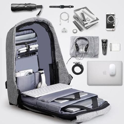 Міський рюкзак антизлодій під ноутбук 15,6" Боббі Bobby з USB Сірий 558077/1 фото