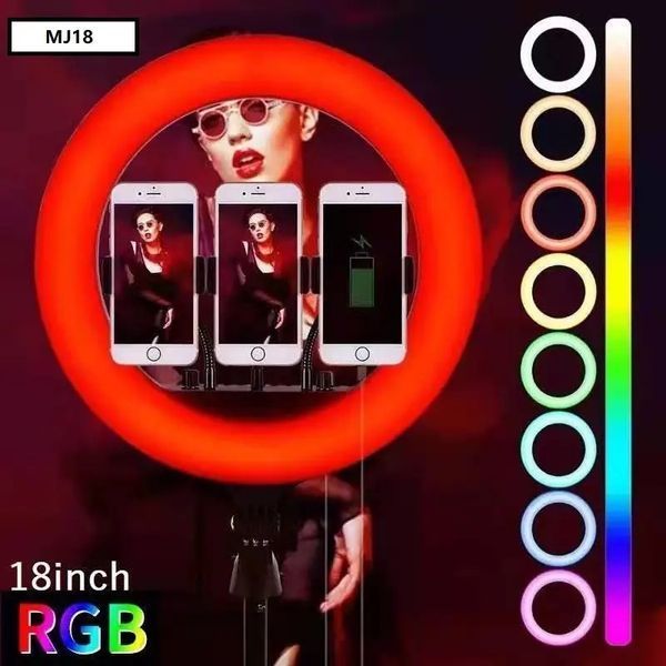 Кільцева LED лампа RGB MJ18 45см 3 кріплення 24300101111 фото
