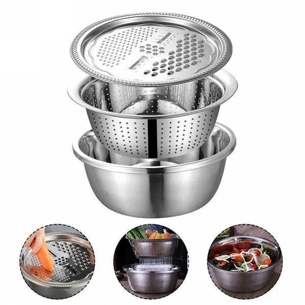 Багатофункціональний кухонний набір з нержавіючої сталі 3 в 1 Metal Basket Cutter G7041 фото