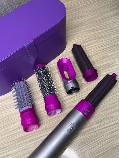 Стайлер + Коробка 5в1 HAIR BRUSH Styler для різних типів волосся з функціями надання об'єму, випрямлення, укладання Фіолетовий 509dy фото