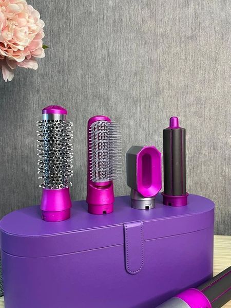 Стайлер + Коробка 5в1 HAIR BRUSH Styler для різних типів волосся з функціями надання об'єму, випрямлення, укладання Фіолетовий 509dy фото